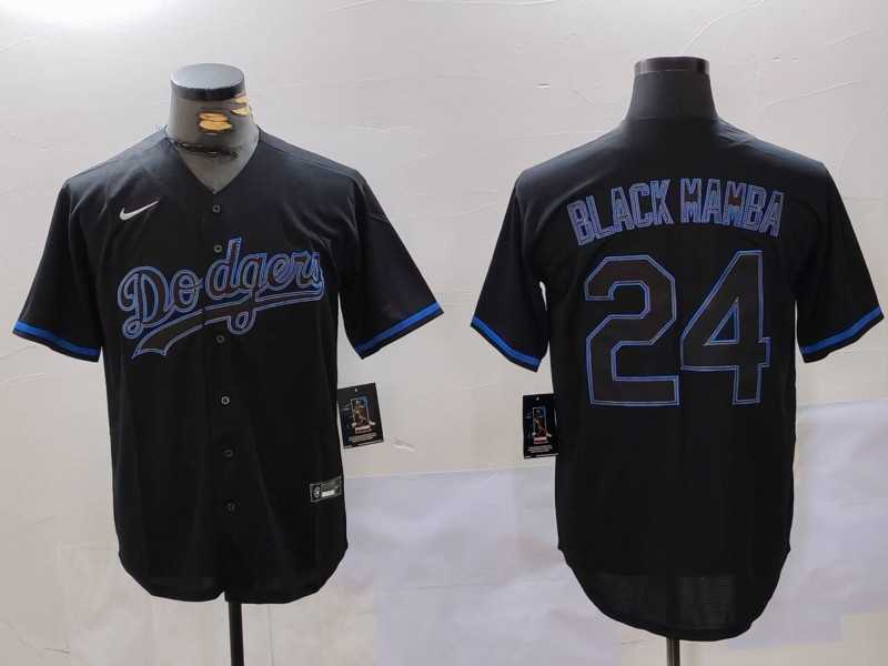 Men%27s Los Angeles Dodgers #24 Kobe Bryant Black Mamba Lights Out Black Fashion Stitched Cool Base Jerseys